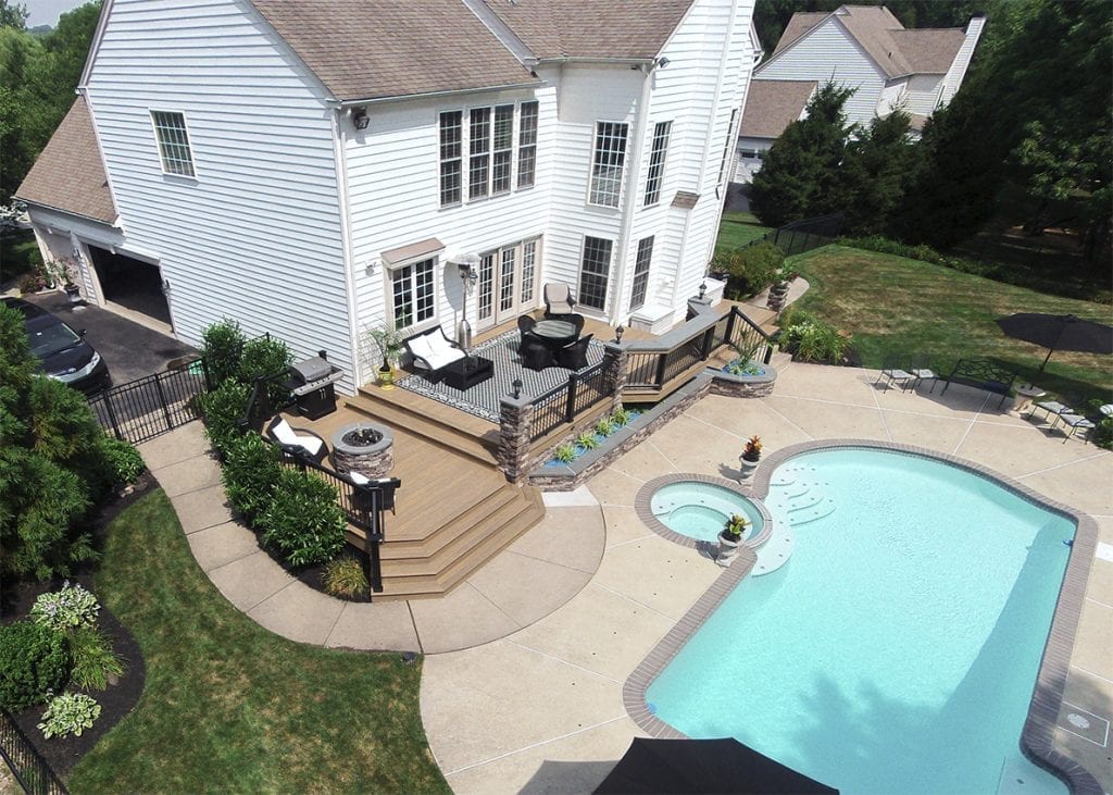 deck and patio with matching curve