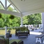 trex deck and porch showcasing island mist decking along with vintage lantern accents