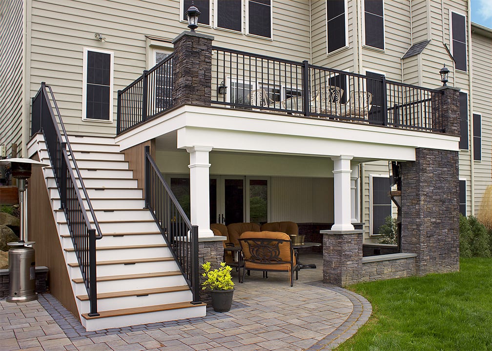 custom patio in west chester pa with tv and fireplace