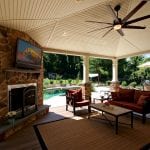 timbertech porch with fireplace