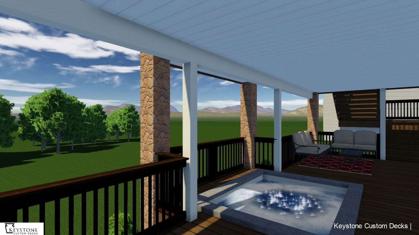 Gorgeous 3d Deck And Porch Rendering Keystone Custom Decks