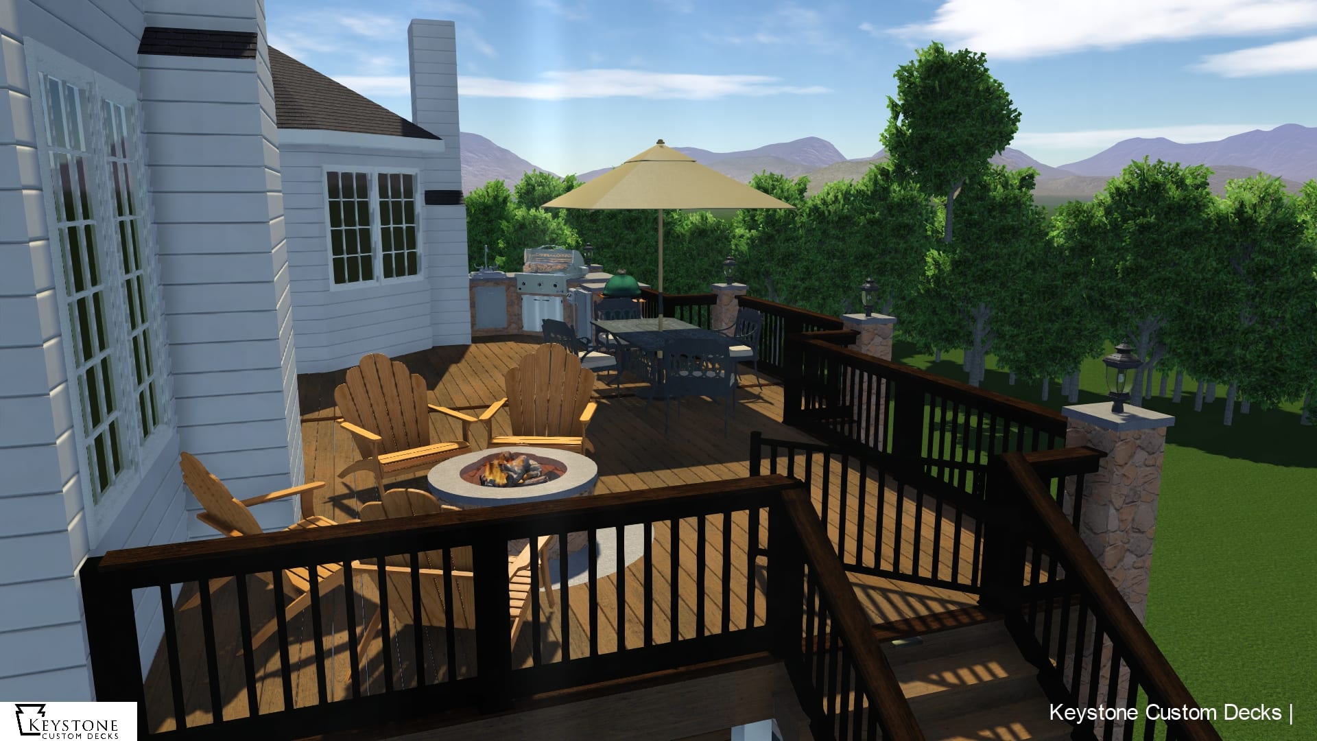 Gorgeous 3d Deck And Porch Rendering Keystone Custom Decks