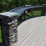 Belles - TimberTech Ashwood deck and porch with curved concrete bar top