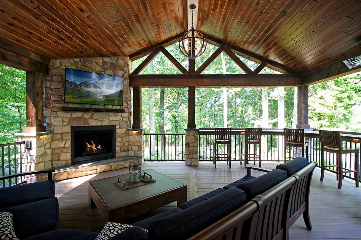 rustic covered back porch