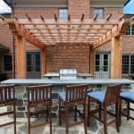 McElhaugh - Fir Pergola with flagstone bar counter and grill area