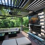 Puchtler - fiberon deck and Arcadia pergola with TV and fire feature