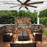Drum - TimberTech Deck and pergola with stonework fire featue
