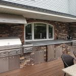 Chonko Spiced Rum Trex deck with stonework kitchen north whales pa