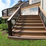 Ross - timbertech tigerwood deck with curved mocha steps