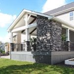 Custom Amazon Mist TimberTech Deck Porch Patio with stone wall in Collegeville, PA