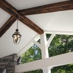 Custom Amazon Mist TimberTech Deck Porch Patio with white wooden ceiling and wooden beams in Collegeville, PA