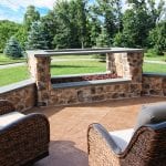 Stonework fire feature on patio in downingtown pa