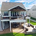 Trex customdeck and porch with patio and fire feature in downingtown pa