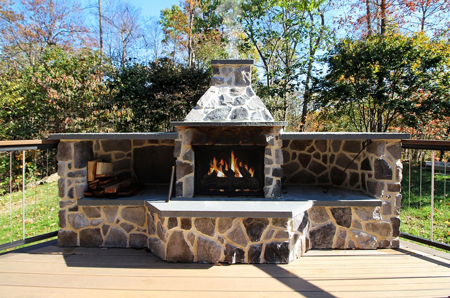 stone fire feature deck add-on