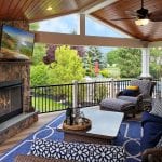 Berghuis - mocha, pecan, and tigerwood Timbertech porch with pinewood ceiling