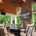 Devane - Pecan Timbertech deck and porch with outdoor heaters