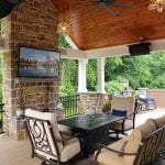 Devane - Pecan Timbertech deck and porch with pinewood ceiling