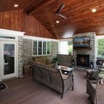 News - timbertech pecan deck and porch with pinewood ceiling