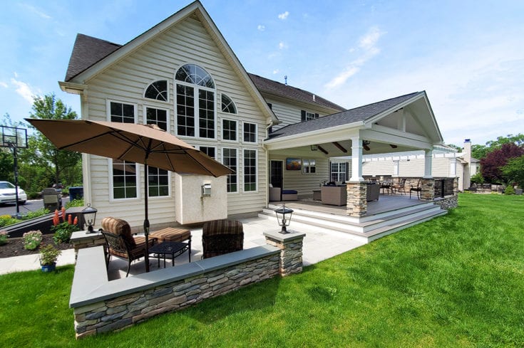 Barnwood Porch / TimberTech Deck / Flagstone Patio – Royersford, PA