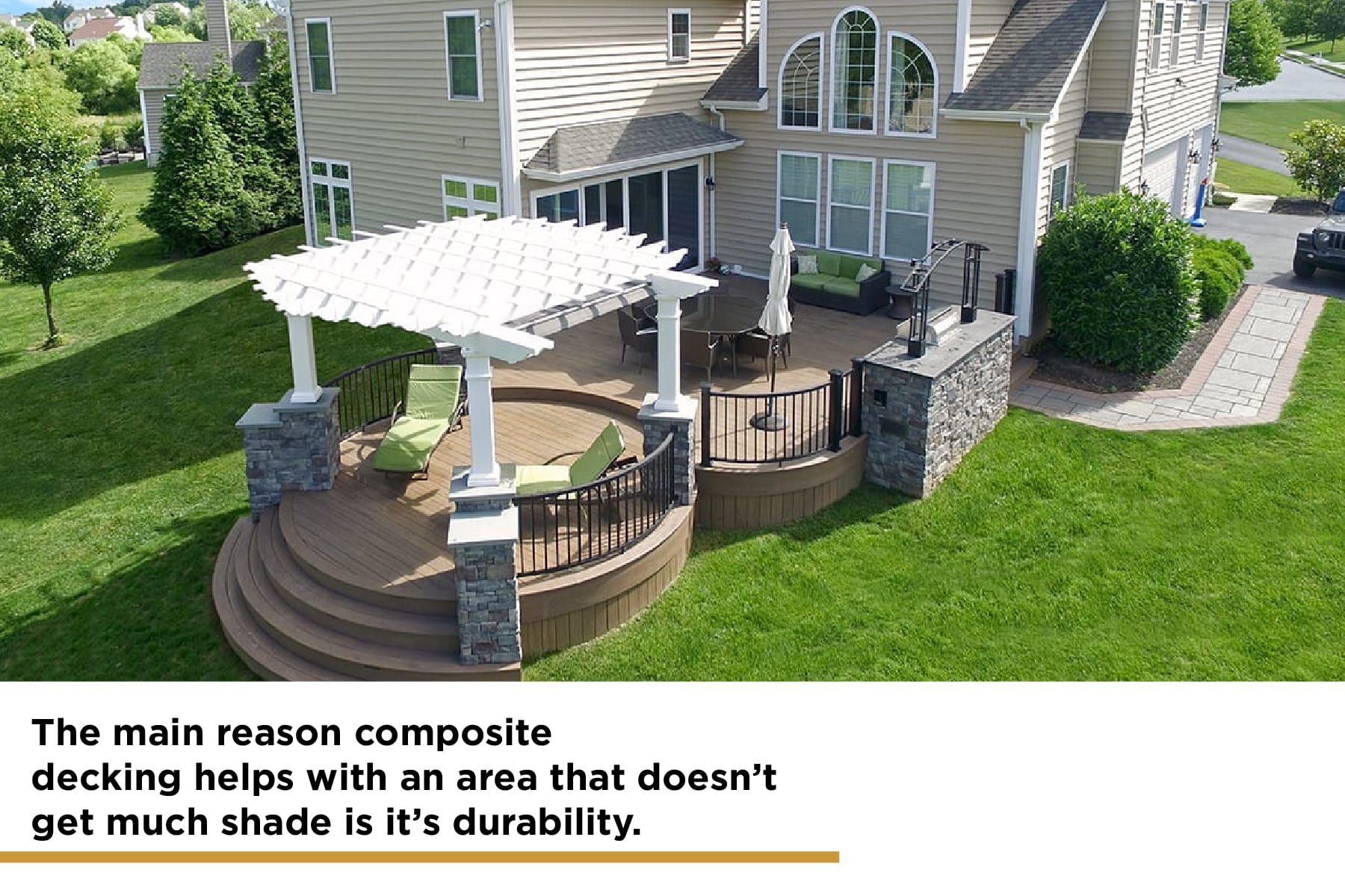 composite decking is very durable and needs less shade
