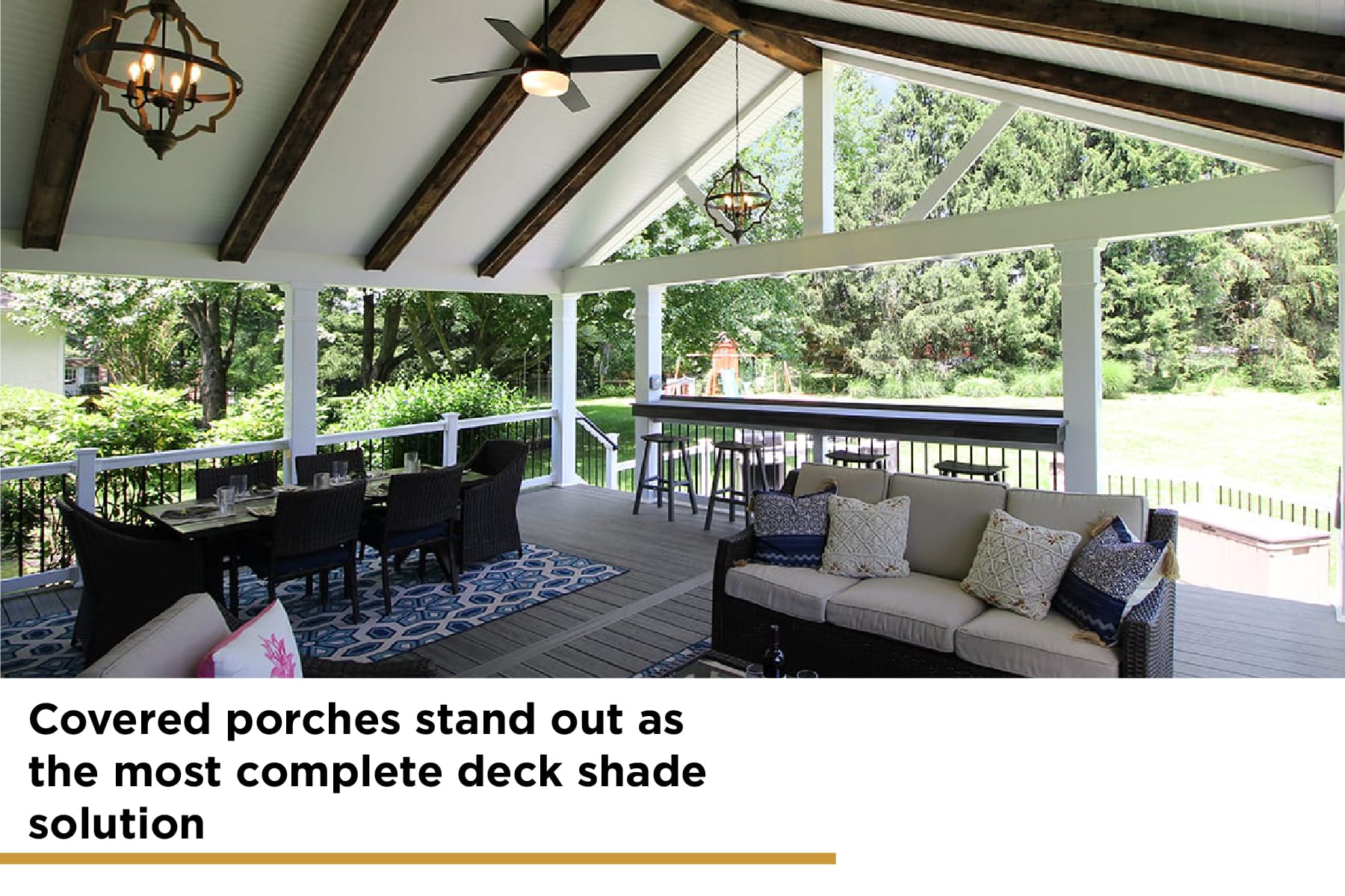 covered porches are the most complete deck shade solution
