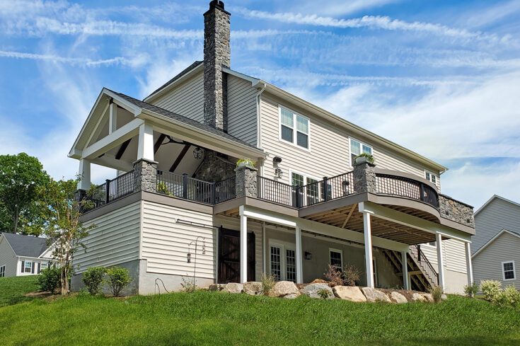Barnwood Porch With Natural Stone / TimberTech Deck – West Chester, PA