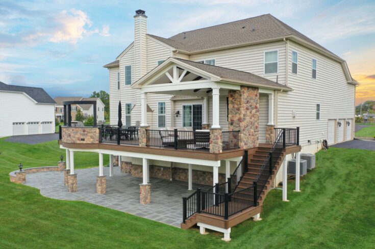 Stonework Porch / Mocha TimberTech Deck – Furlong, PA