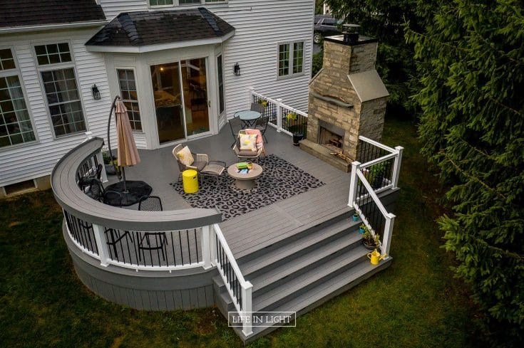 Open TimberTech Deck With Fireplace – Penfield, NY
