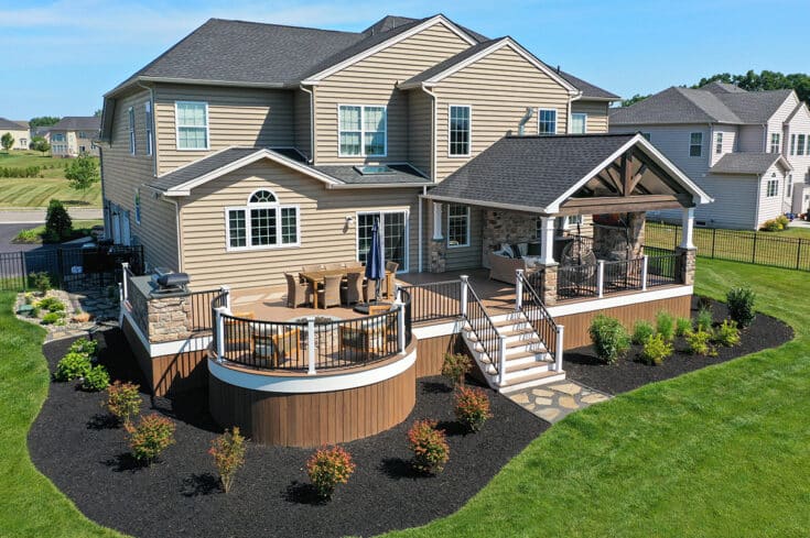 Modern Farm House Porch / Pecan TimberTech Deck – Harleysville, PA