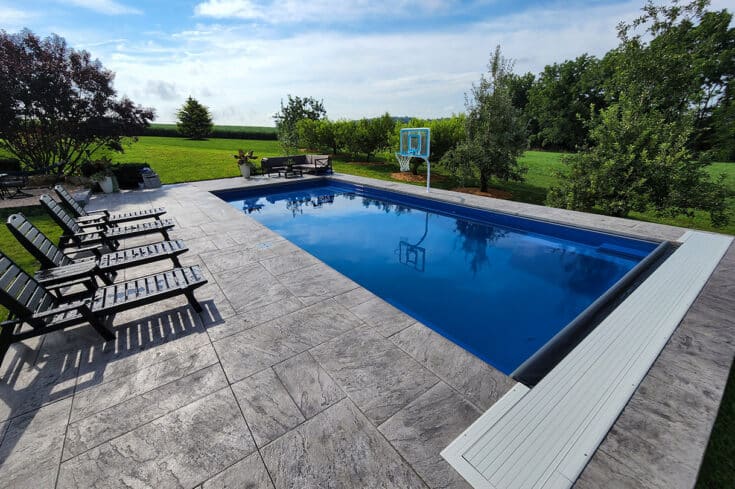 Fiberglass Pool / Stamped Concrete Pool Deck – Narvon, PA
