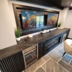 Flagstone sports bar lounge in Keystone Custom Decks showroom