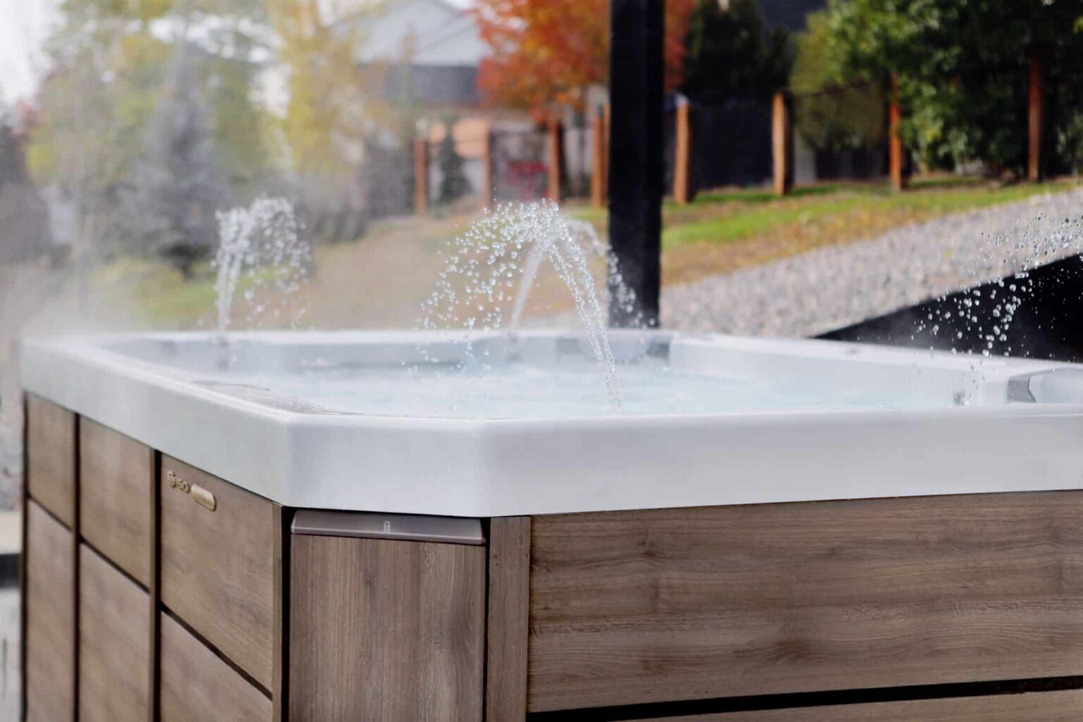 hot tub with jets spraying water