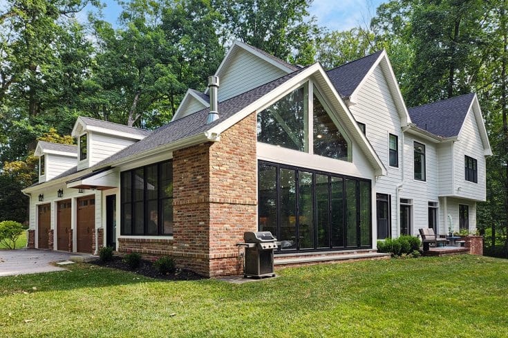 Brick Accent Sunroom featuring Accordion Doors – Wayne, PA