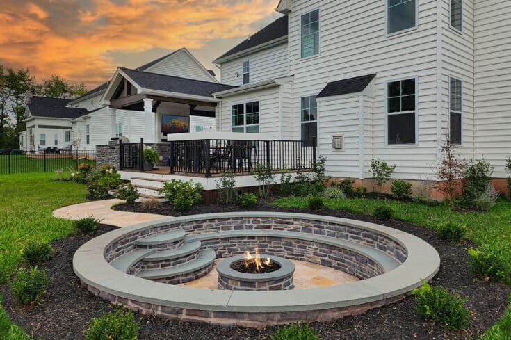 Modern Farm House Porch / Sunken Travertine Patio – Collegeville, PA