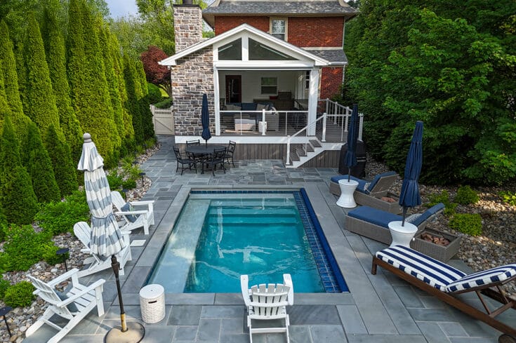 Poolside Covered Porch with Fireplace – Ardmore, PA