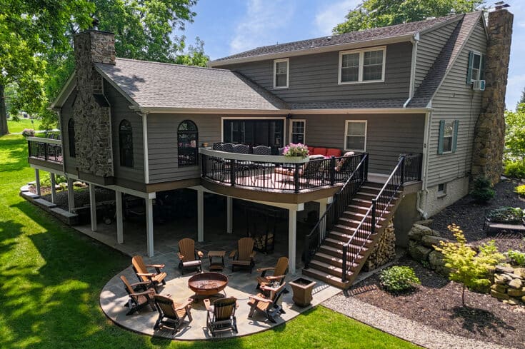 Elevated Deck & Fire Pit Lounge with Sunroom Addition – New Holland, PA