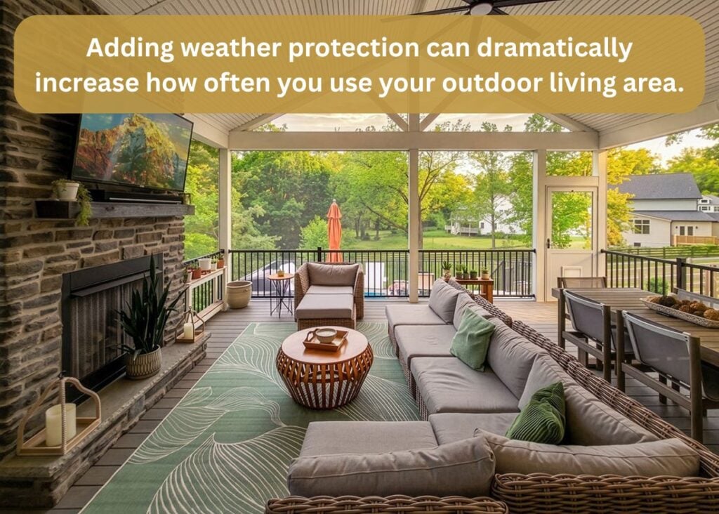 2 Increase Your Use of Outdoor Living Space with Weather Protection 1 - Common Mistakes to Avoid When Planning an Outdoor Living Project