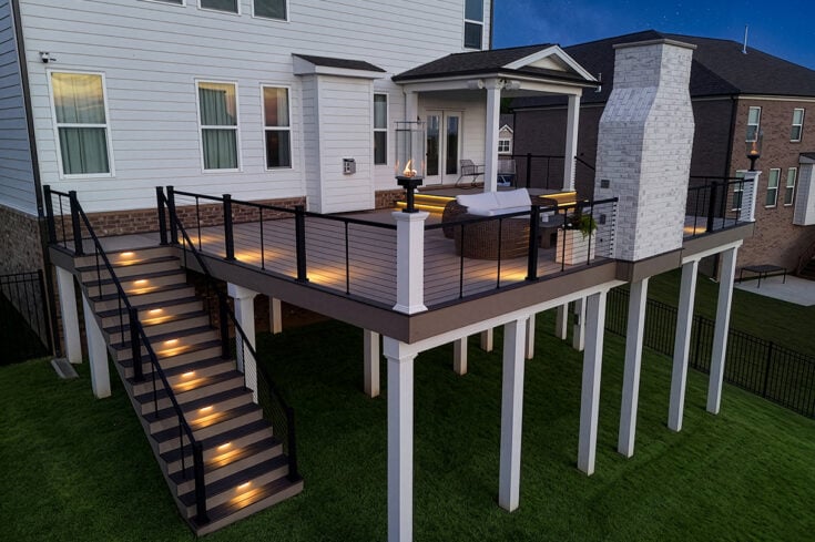 Weathered Oak Deck with Open Porch Fireplace – Hendersonville, TN