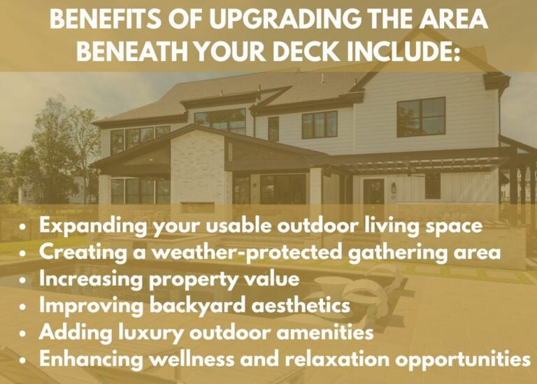 Minigraphic benefits of upgrading the area beneath your deck - Transform the Space Under Your Deck: Creative Ideas for Second-Story Outdoor Living Areas