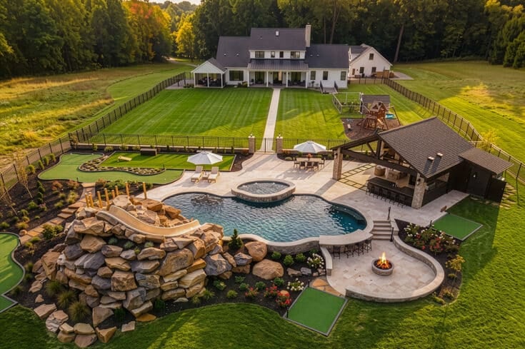 Saltwater Pool with Grotto, Spa, & Living Pavilion – Downingtown, PA