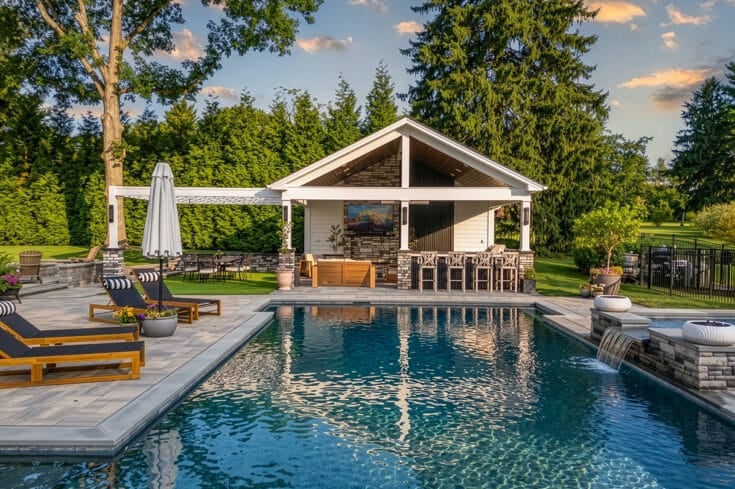 Vaulted Porch with Outdoor Kitchen and Flagstone Patio – Malvern, PA