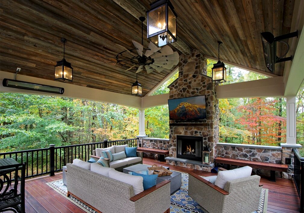 built-in-stone-fireplace-on-custom-deck built-in-stone-fireplace-on-custom-deck