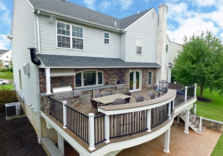 custom deck concrete patio installation north whales pa
