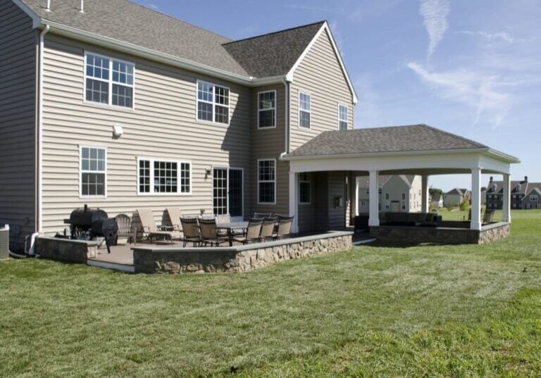 stone perimeter on deck